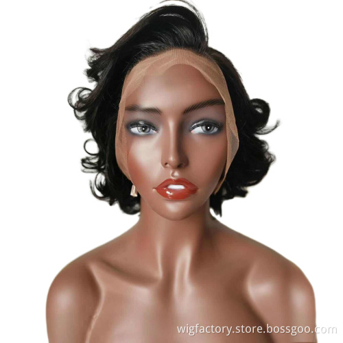Wholesale lace line machine made 100% remy  wig, short cut cuticle aligned raw wigs